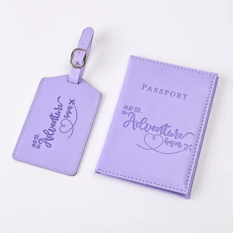 Travel Luggage Set - New Purple PU Leather Passport Holder