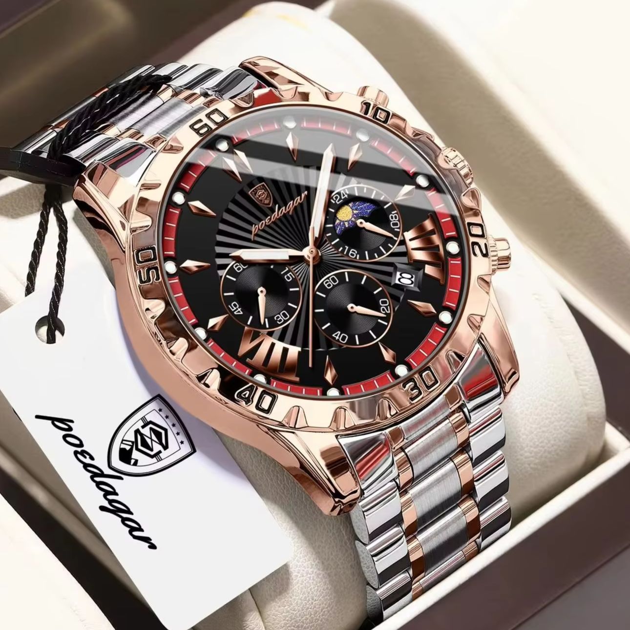 Luxury Watch Men - POEDAGAR Top Original Man Wristwatch Luminous