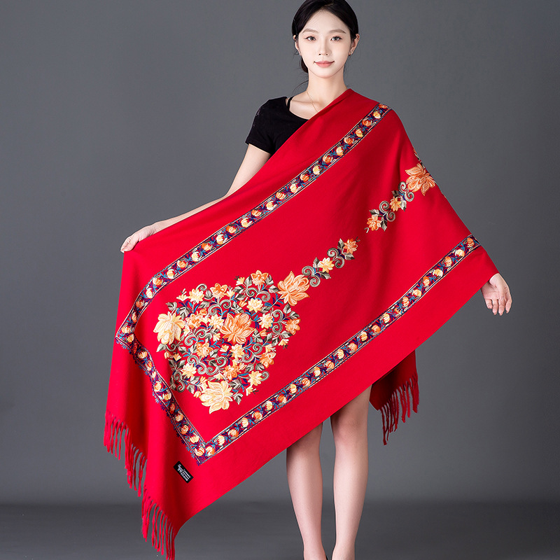 Thickened Embroidered Faux Cas - Cashmere Scarf ulasan dan harga
