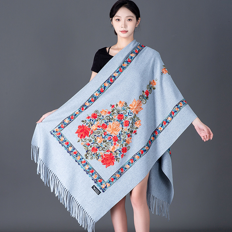 Thickened Embroidered Faux Cas - Cashmere Scarf ulasan dan harga