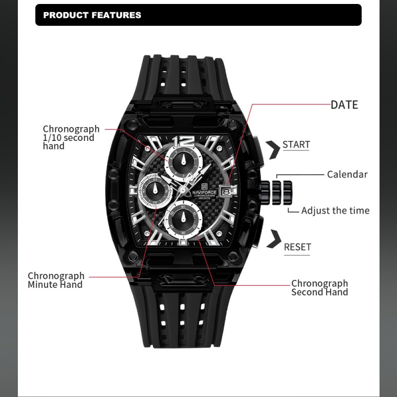 NAVIFORCE Man's Watch 5ATM Wat - Luxury Watch Men ulasan dan harga