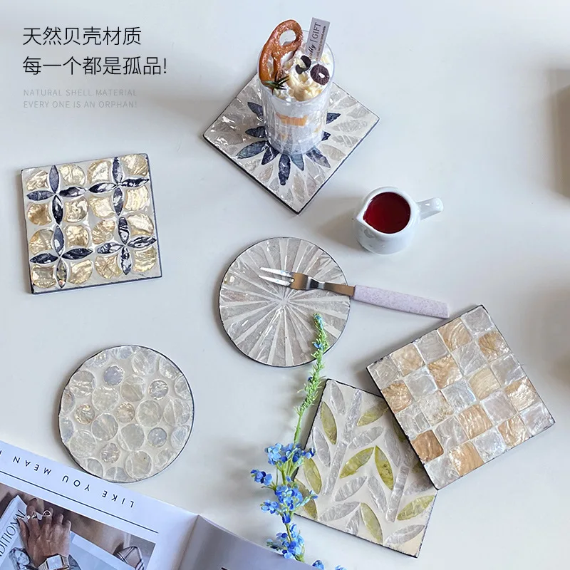 6 Pieces Colorful Shell Coaste - Marble Coaster Set ulasan dan harga