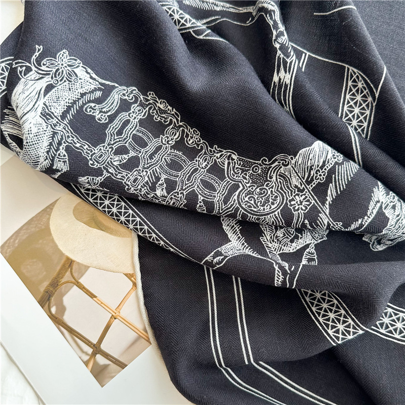 Black Horse Wool Silk Blend Sc - Cashmere Scarf ulasan dan harga
