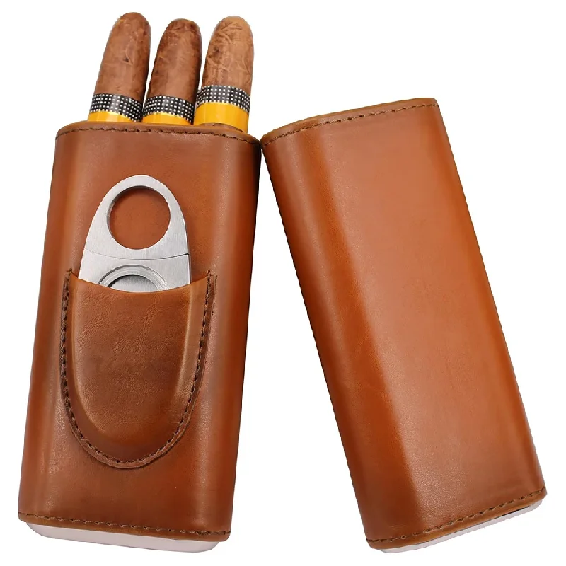 3-Finger Leather Case with Cig - Premium Cigar Case ulasan dan harga