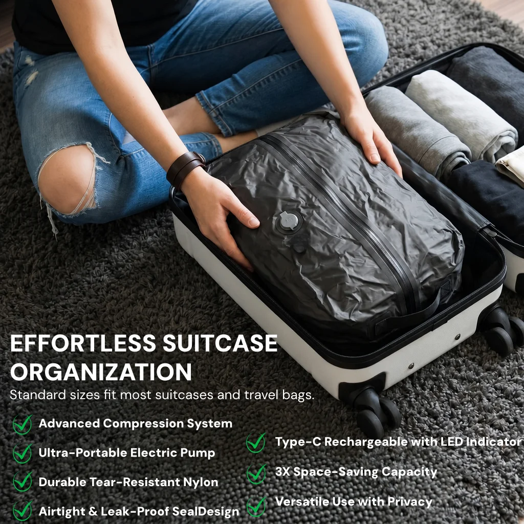 Vacuum Compression Storage Bag - Travel Luggage Set ulasan dan harga