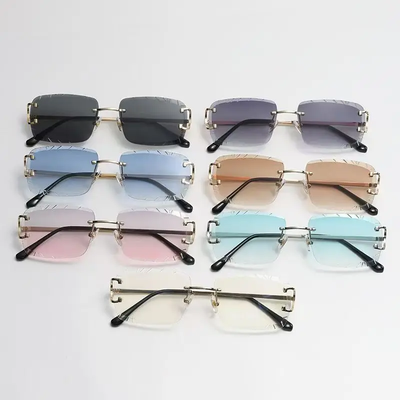 Fashion Square Rimless Glasses - Sunglasses Uv400 ulasan dan harga
