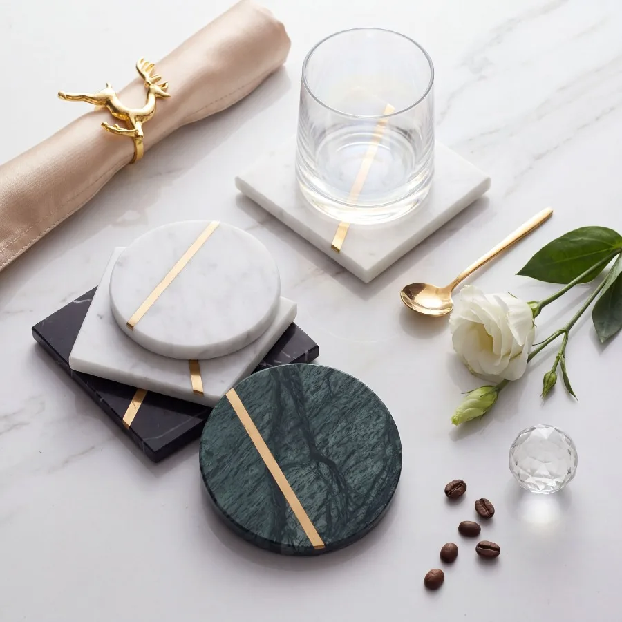 Luxury Marble Ceramic Coaster  - Marble Coaster Set ulasan dan harga