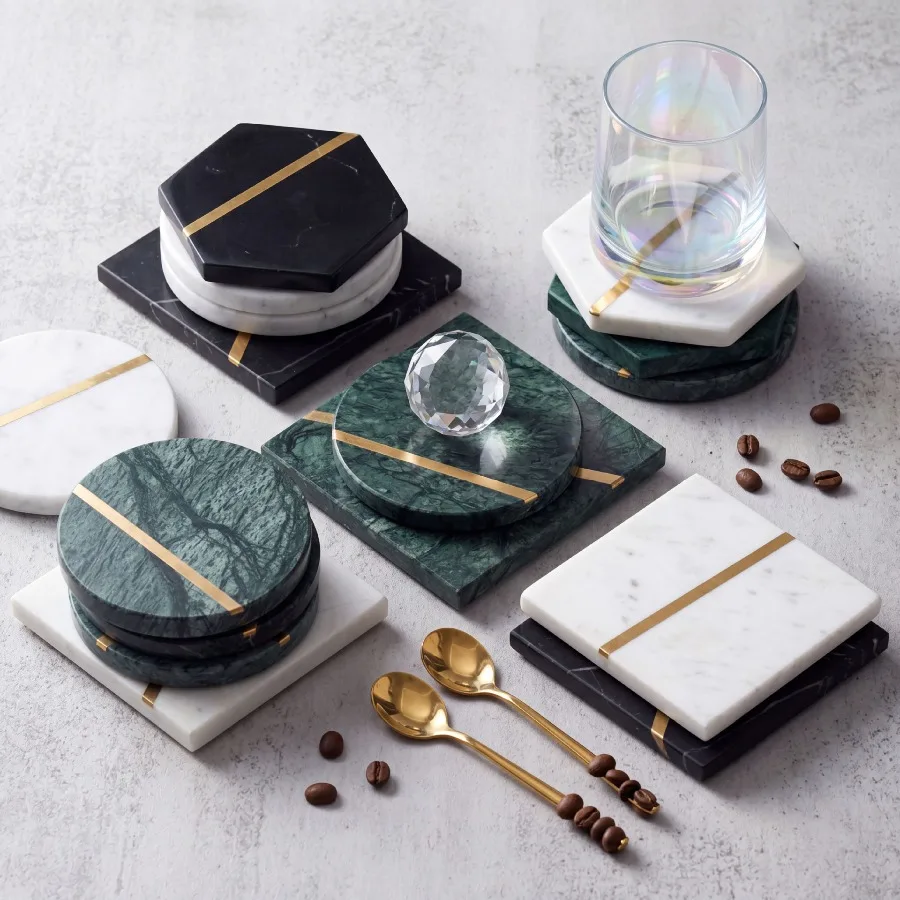 Luxury Marble Ceramic Coaster  - Marble Coaster Set ulasan dan harga
