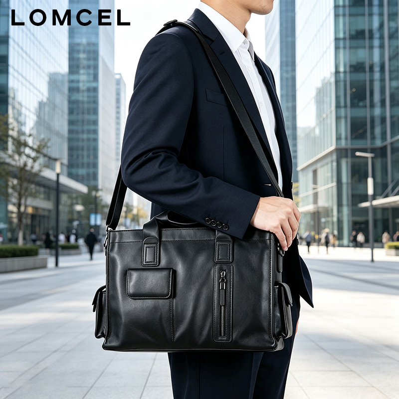 LOMCEL P116 fashionable handba - Leather Briefcase ulasan dan harga